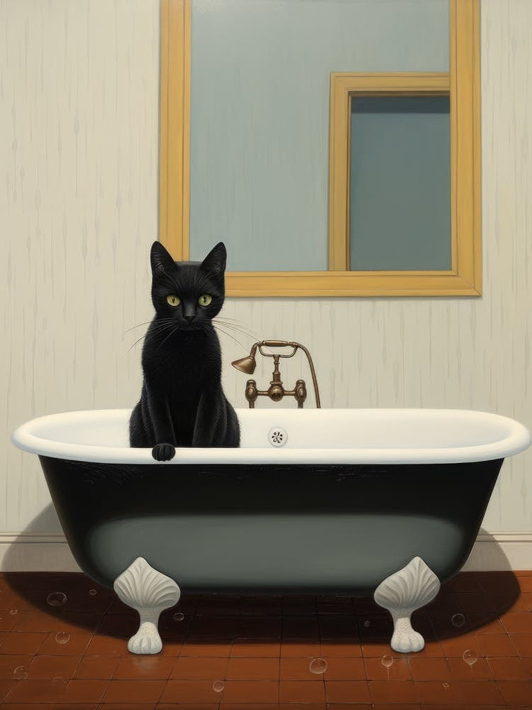 Black Cat In Bathtub 3