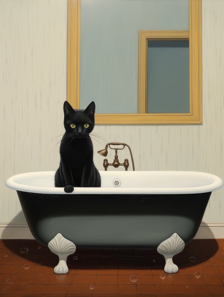 Black Cat In Bathtub 3