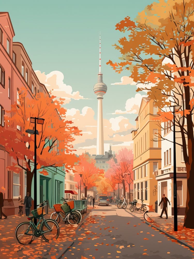 Berlin In Autumn Fall Travel Art 3