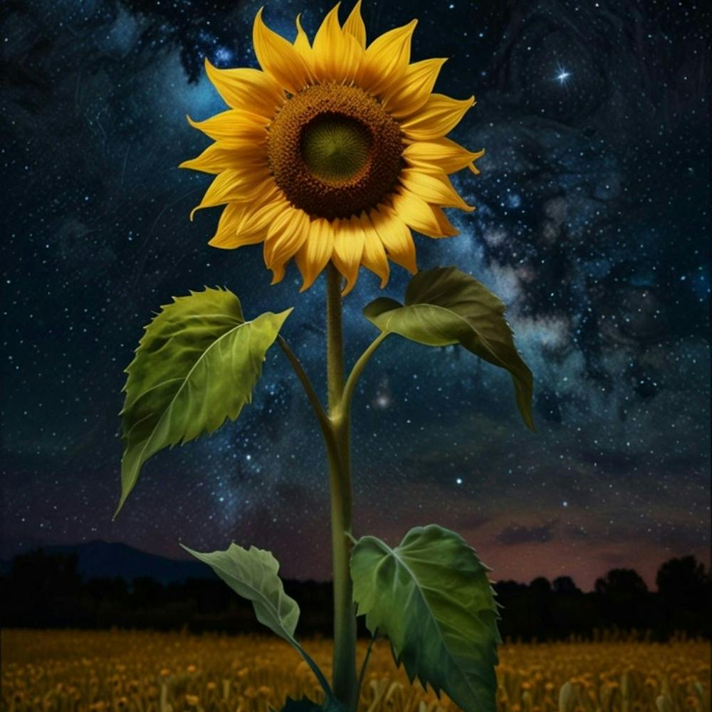 Sunflower In The Night Sky