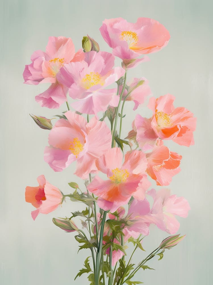 Snapdragons Flowers Acrylic Painting In Pastel Colours 1