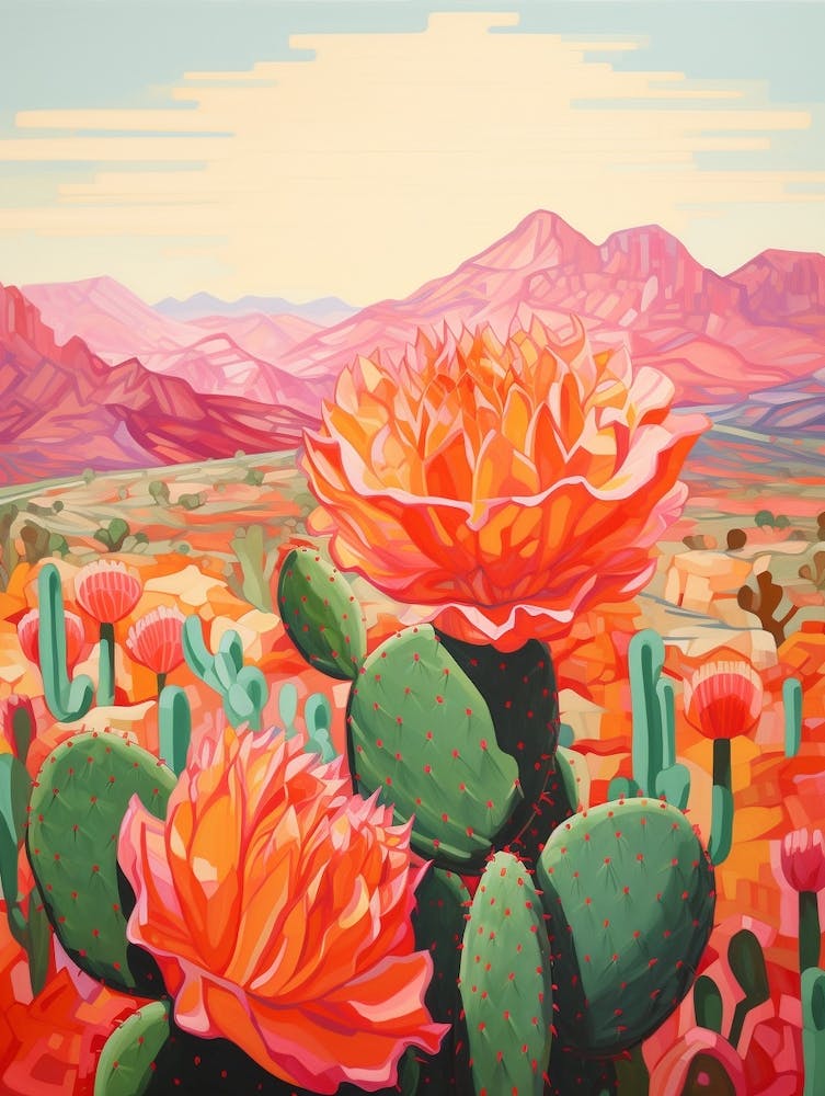 Kaktus in der Wüste Gemälde Canthocalycium 3