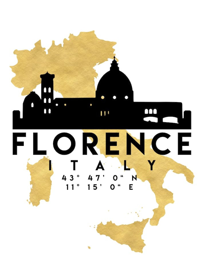 Florence Italy Silhouette City Skyline Map