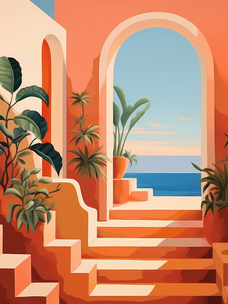 Amale0130 Plant In Stairway By Colorblock In The Style Of Folk 7a4c0cc5 A25e 45d0 93fd 0ce91c97ed9b