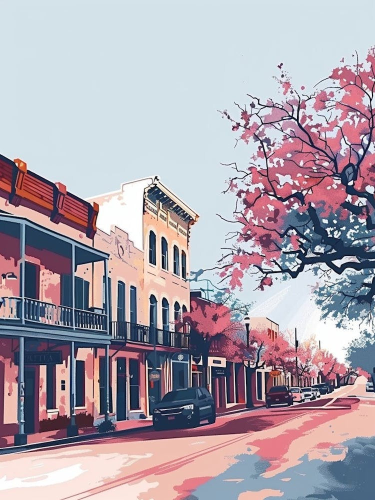 Duotone Illustration Rainey Street Historic District Austin Texas 2