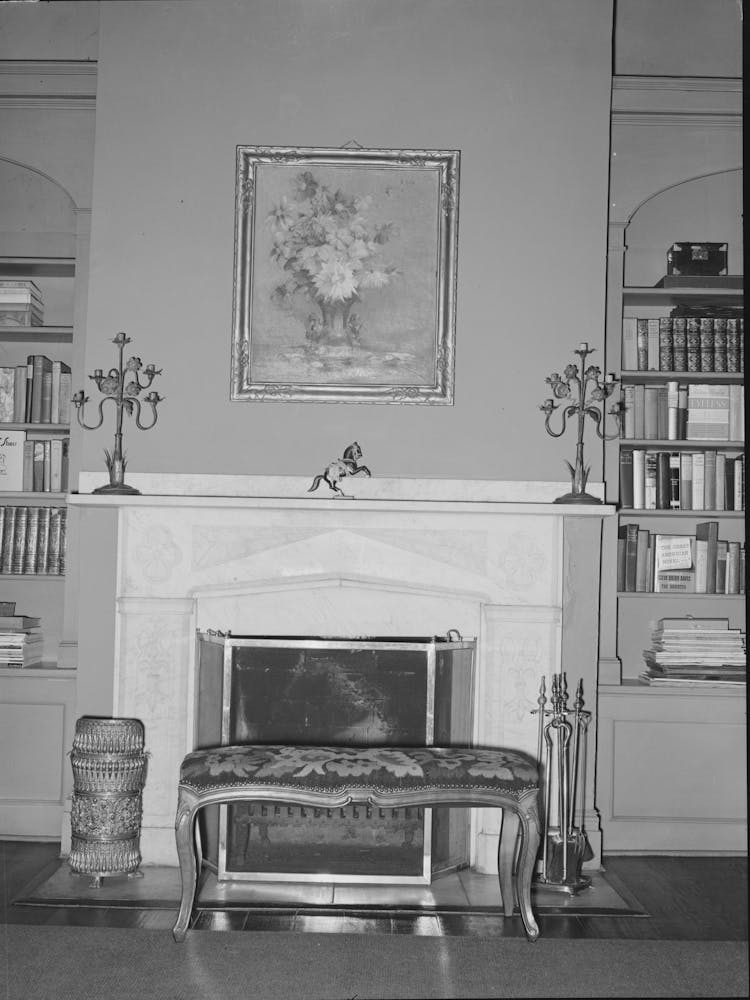 Fireplace And Mantle In Old Plantation House Near New Orleans, Louisiana By Russell Lee