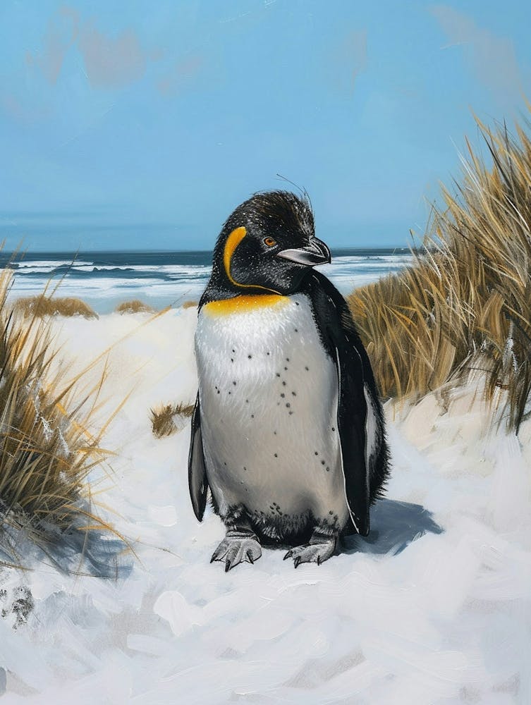 African Penguin Ross Island Oil Painting 3
