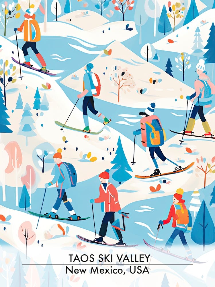 Taos Ski Valley   New Mexico Usa, Ski Resort Poster Illustration 3