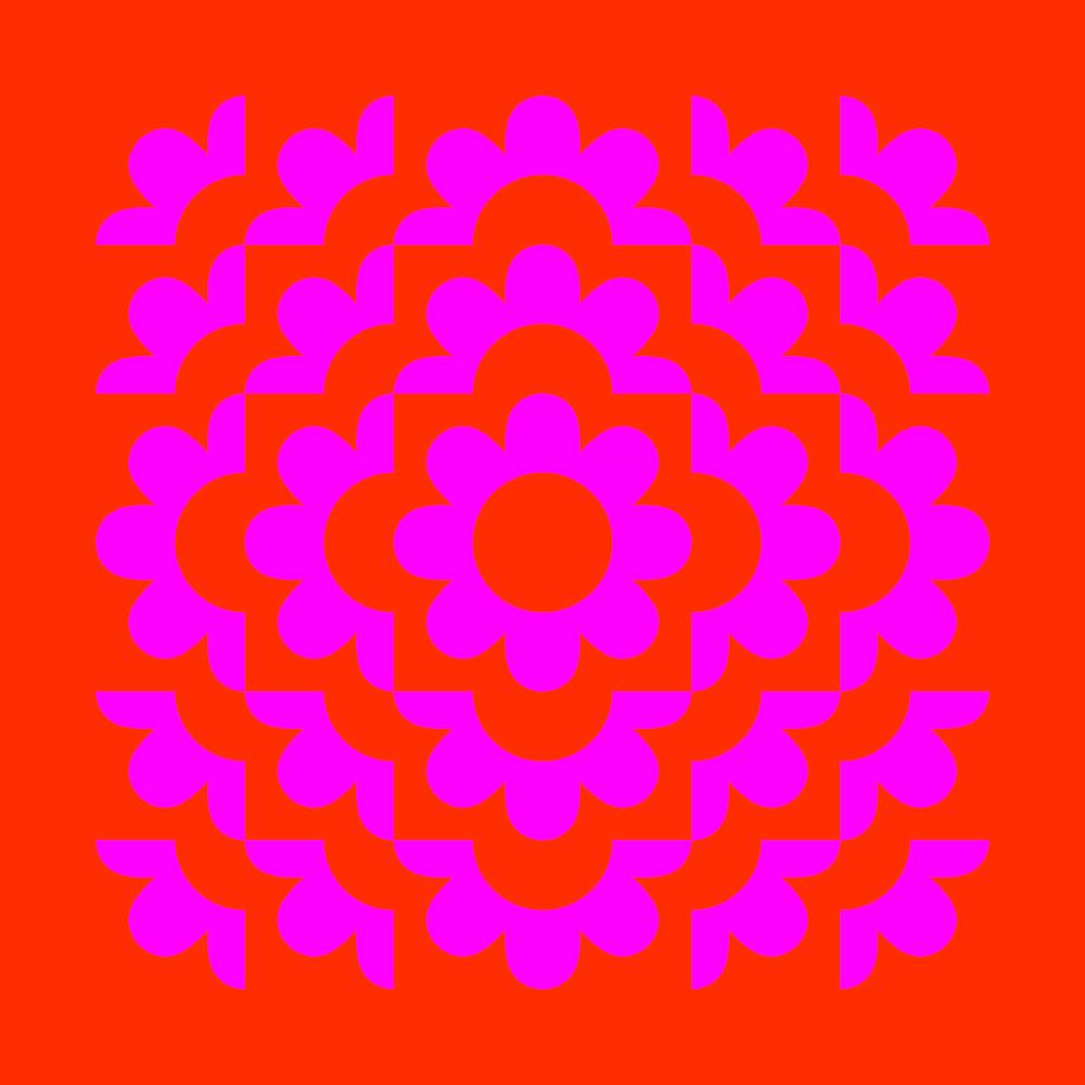 Abstract Flowers Pattern 3 In Red Shades Pop 02