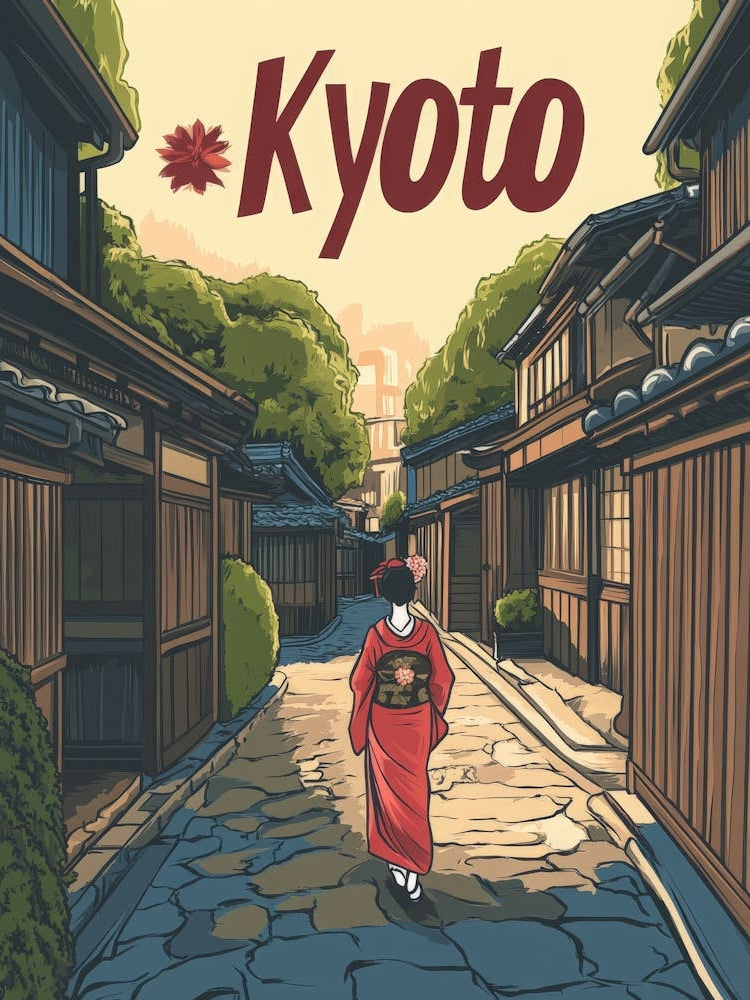 Aihrgdesign A Retro Travel Poster For Kyoto Featuring The Tra 52264e0c 2809 4333 82d4 500030f9e357 2