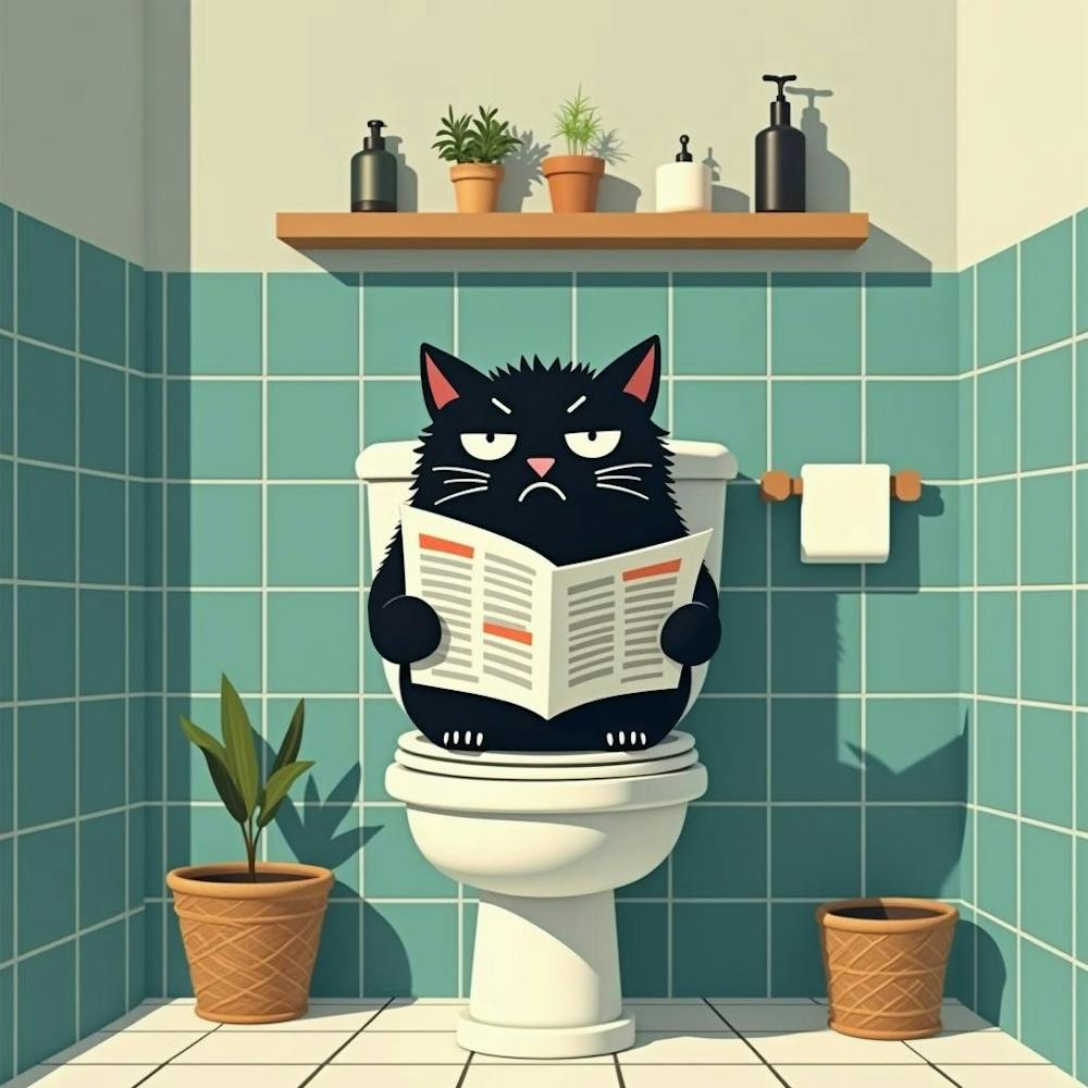Cat Sitting On Toilet 1