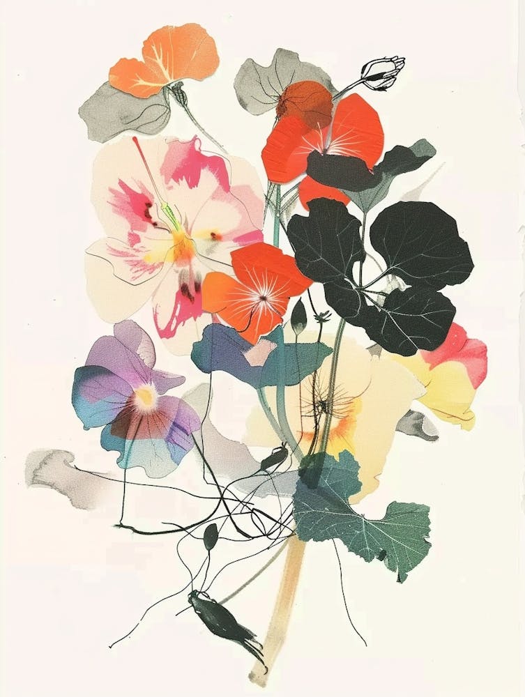 Nasturtium Collage Flower Bouquet