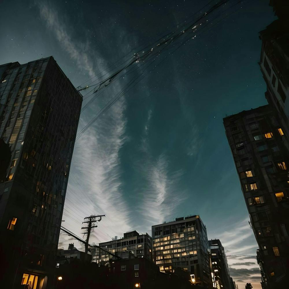 Night Sky Over City