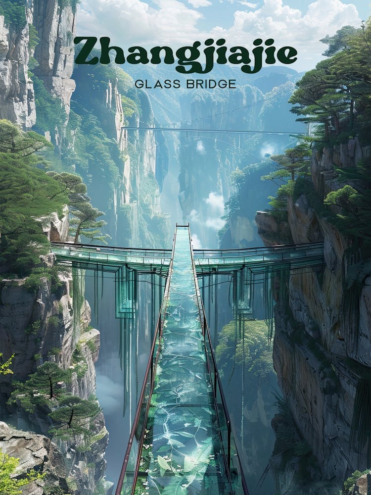 Zhangjiajie Glass Bridge Tourist Destination Travel Art Illustration
