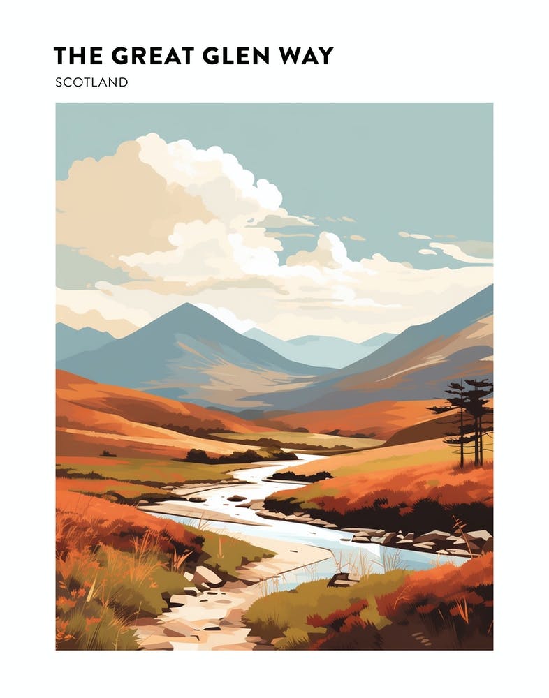 The Great Glen Way Scotland 4 Hiking Trail Landscape Poster
