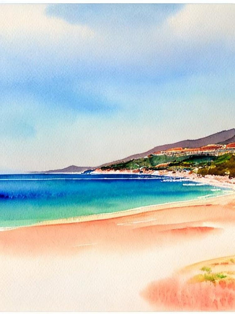 Spiaggia Del Principe 2, Sardinia, Italy Watercolour