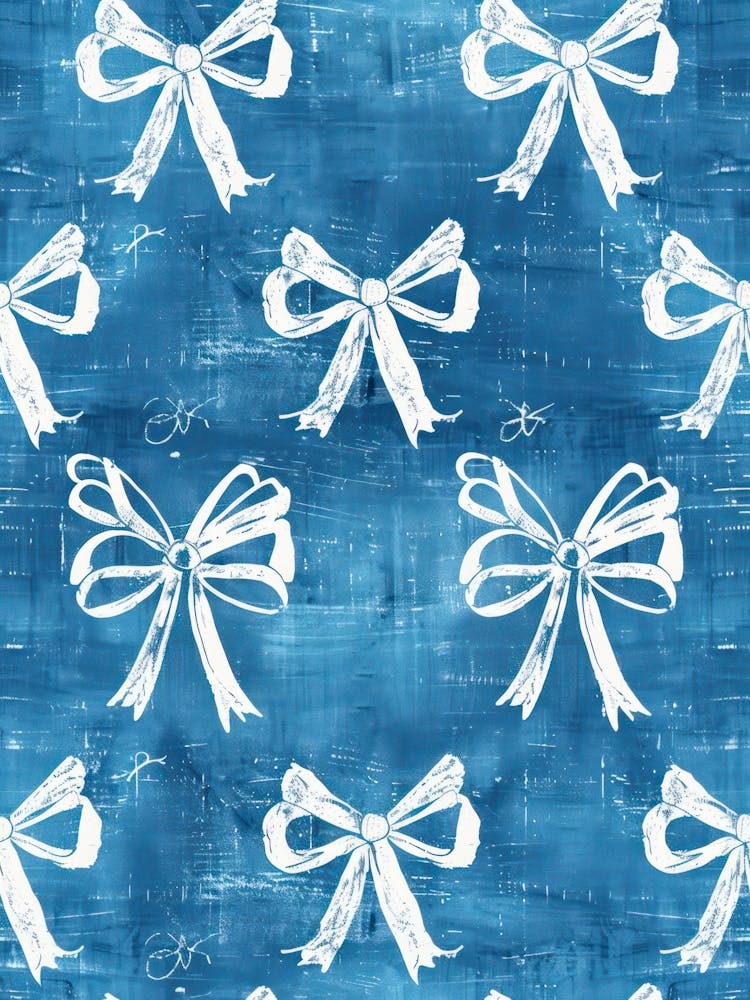 White And Blue Bows 2 Pattern