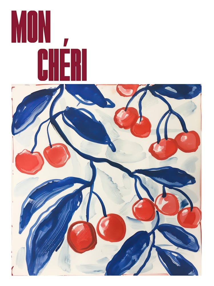 Mon Cheri Poster Cherry Painting Matisse Style 3