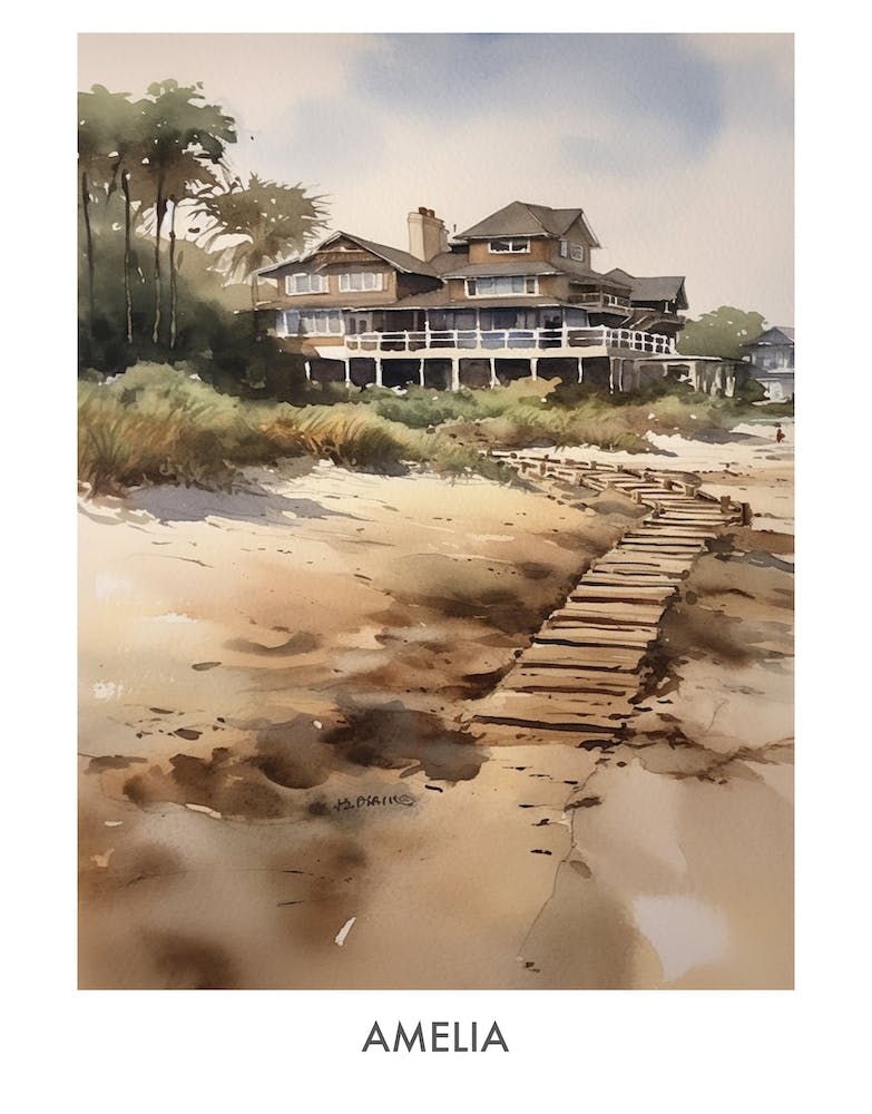 Amelia Watercolor 1 Travel Poster