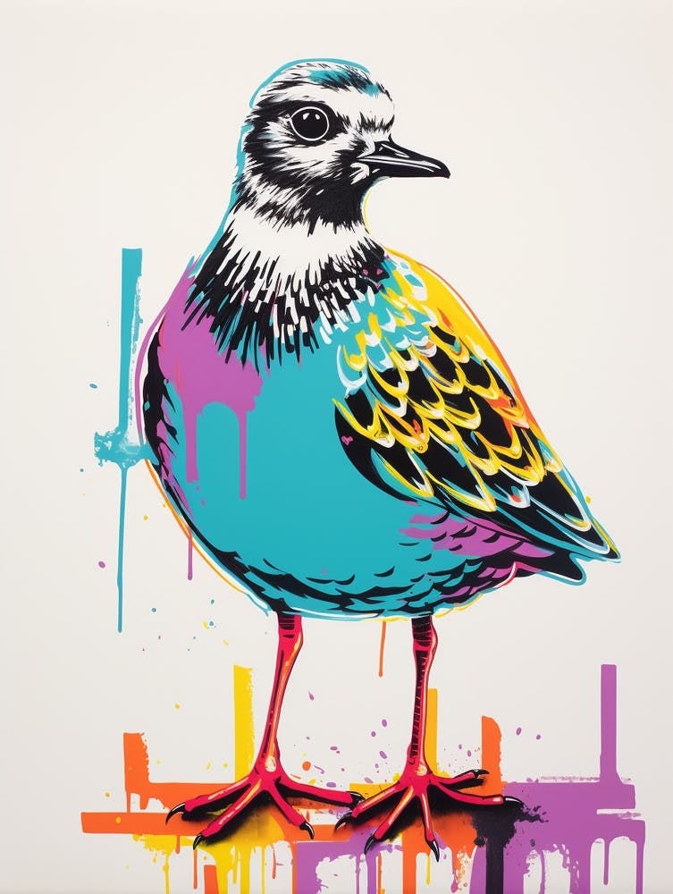 Andy Warhol Style Bird Grey Plover 4