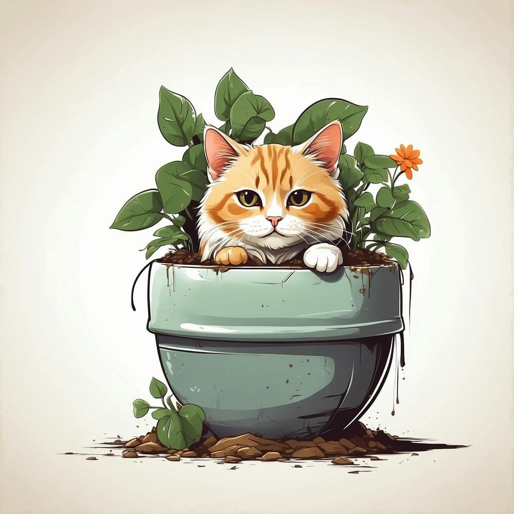Cat In A Pot