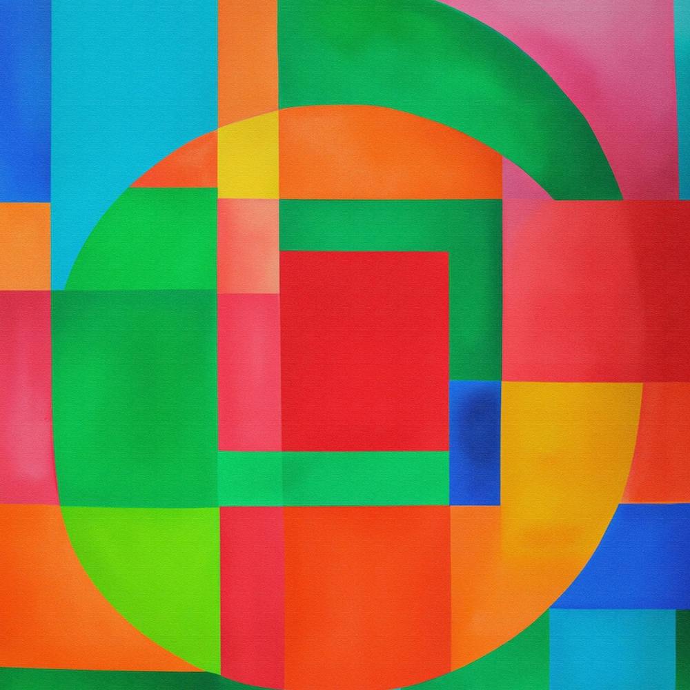 Watercolor Mid century Modern Painting, Retro Twist, Color Vive, Positive Vibration