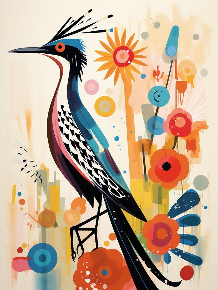 Bird Painting Collage Roadrunner 4