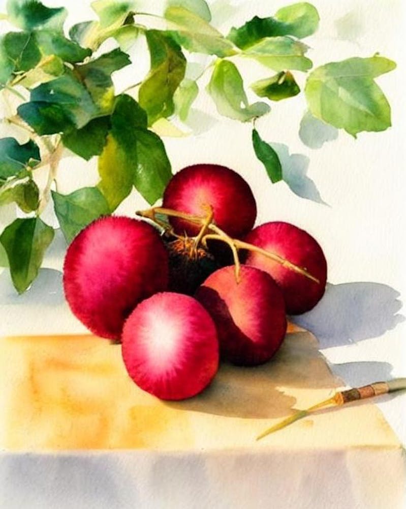 Rambutan Italienisches Aquarell Frucht