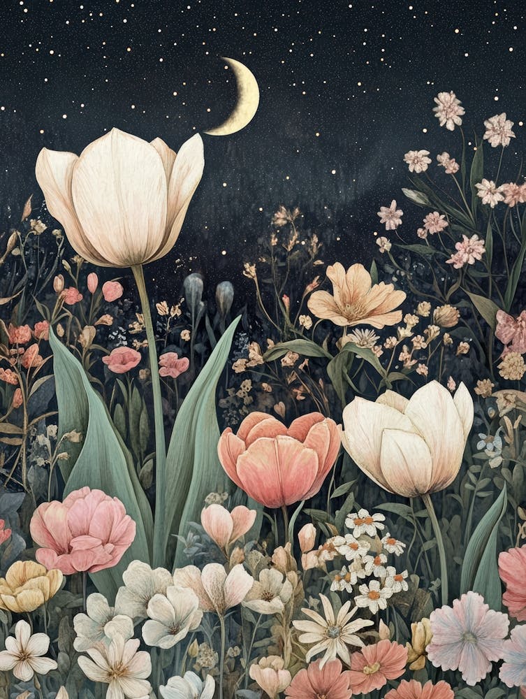 Tulips At Night 1