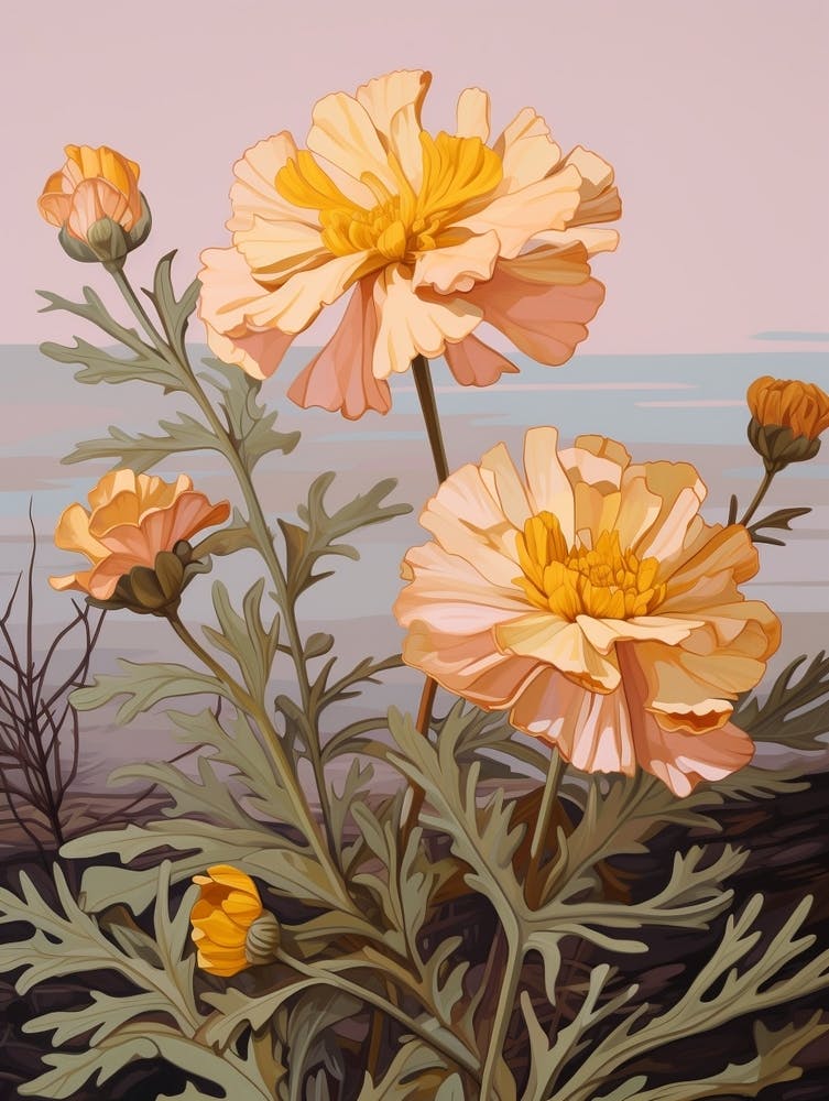 Marigold 3 Flower Painting