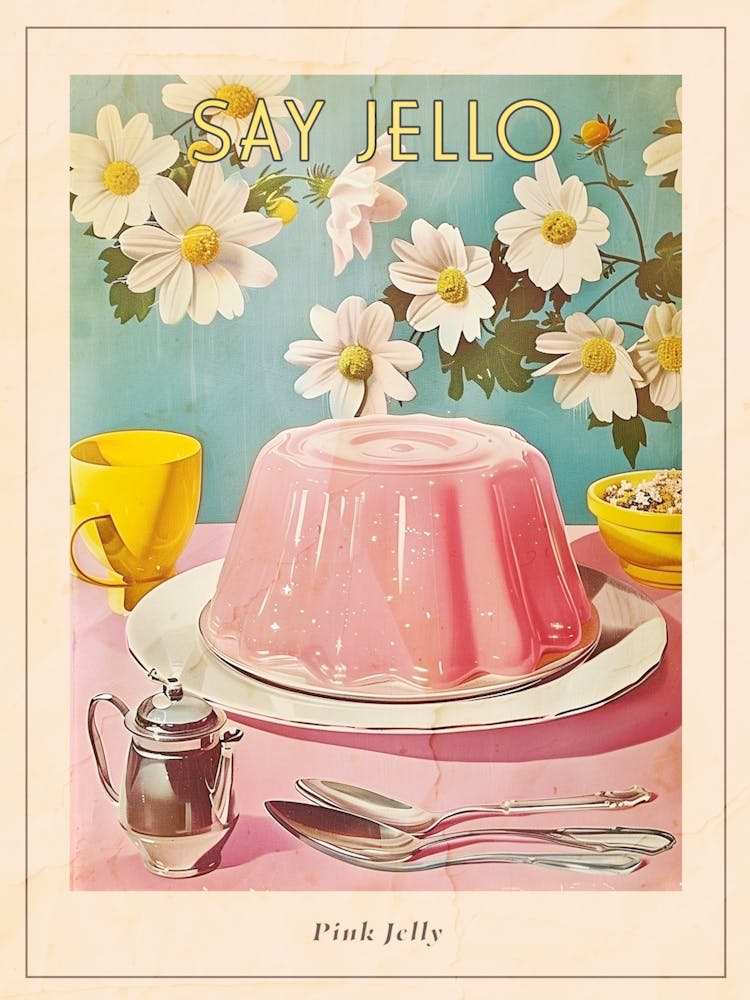 Pastel Pink Jelly Vintage Cookbook Inspired 4 Poster
