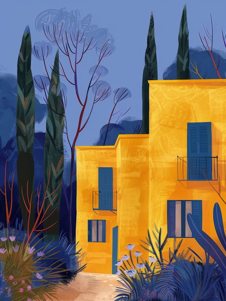 Yellow House At Night