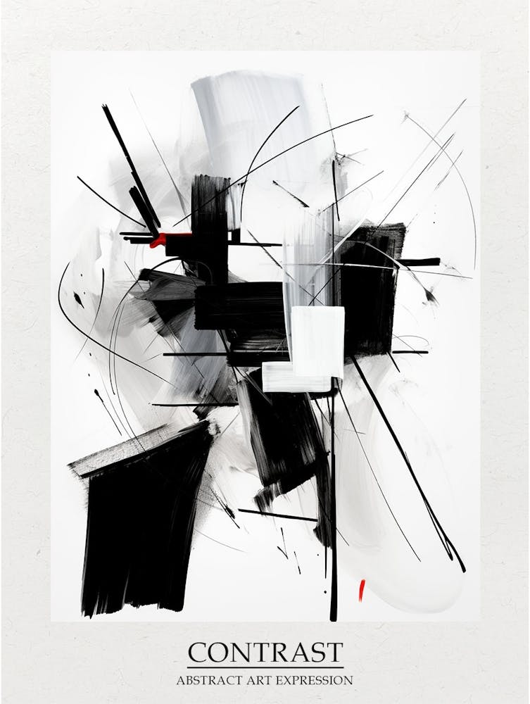 Contrast Abstract Black And White 4 Poster