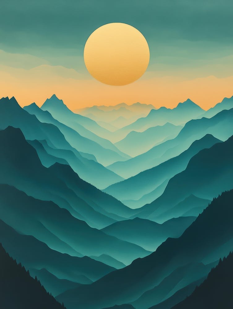 Coucher de Soleil Dans les Montagnes 113
