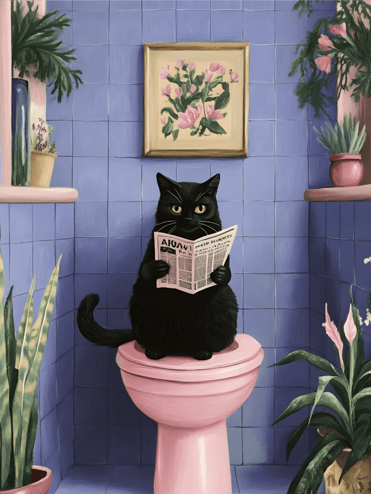 Cat On A Toilet