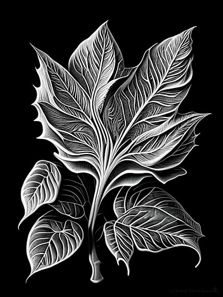 Bergamot Leaf Linocut 1