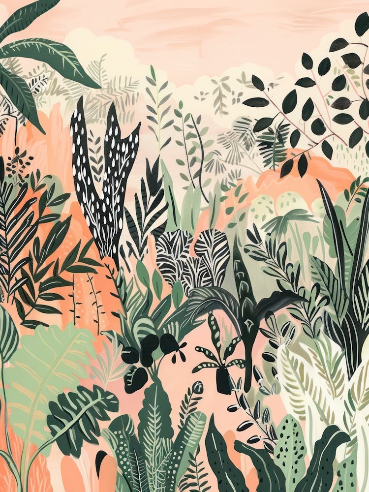 Black Panthers Pastels Jungle Illustration 2