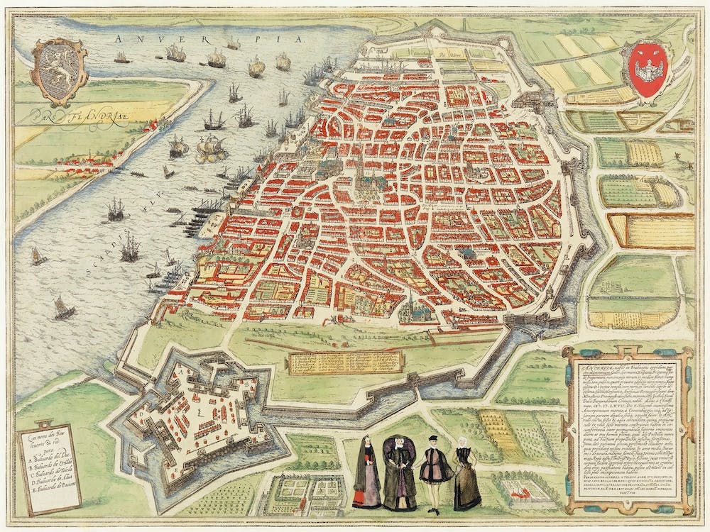 View Of Antwerp From Braun And Hogenberg S Civitates Orbis Terrarum (1572–1594)
