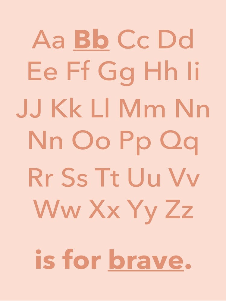 Abc Alphabet Brave Children's Pink Pastel
