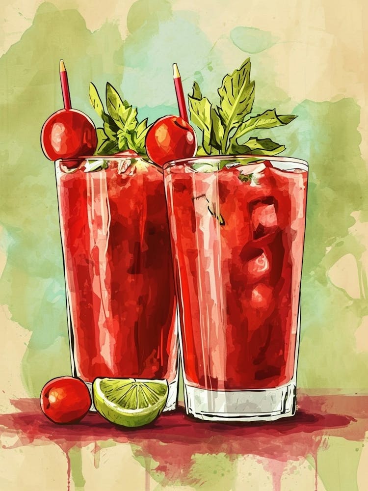 Bloody Mary Watercolour Inspired Cocktail 4
