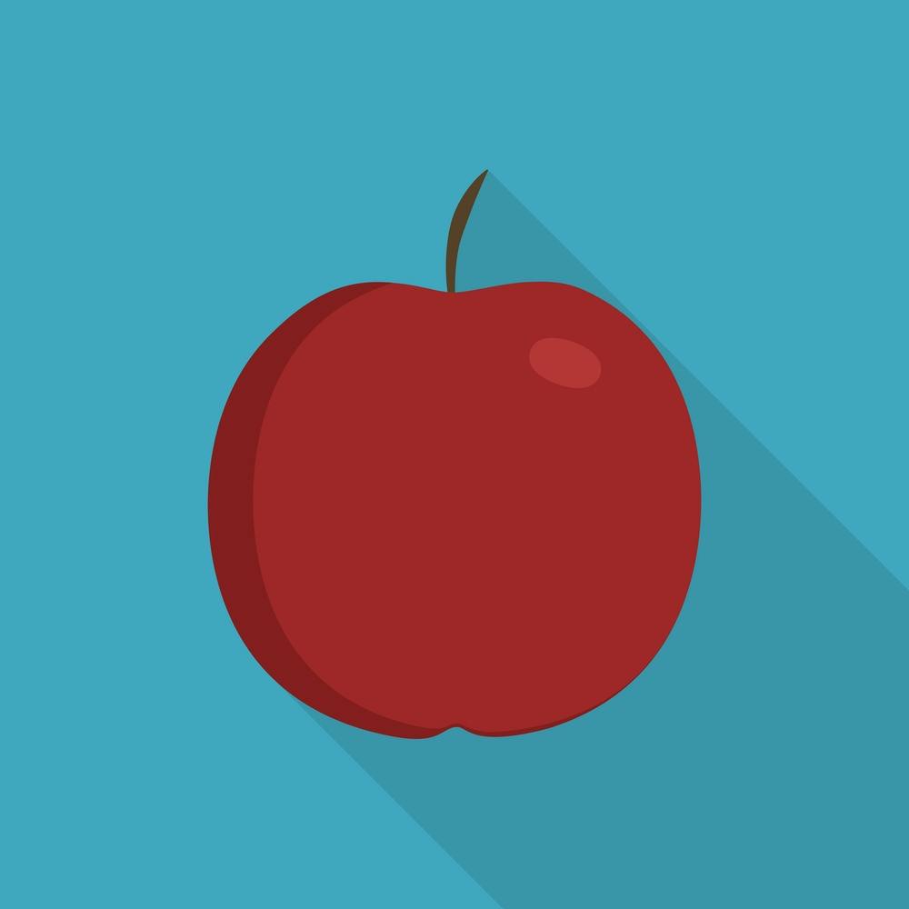 Red Apple Icon In Flat Long Shadow Design