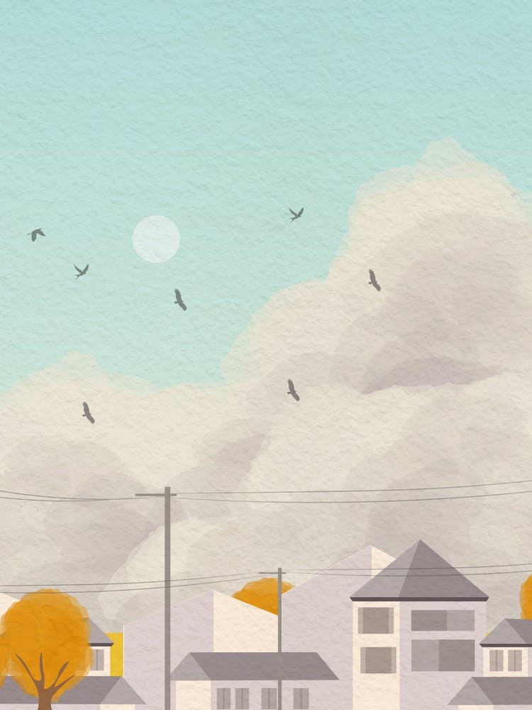 Minimal art Autumn view in a Japanese village