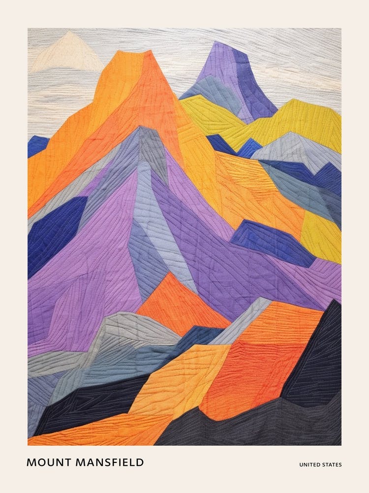Mount Mansfield 2 Colourful Mountain Illustration Poster