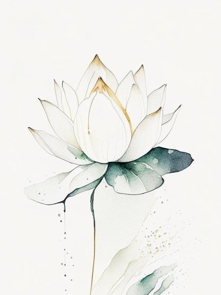White Lotus Minimal Watercolour 1