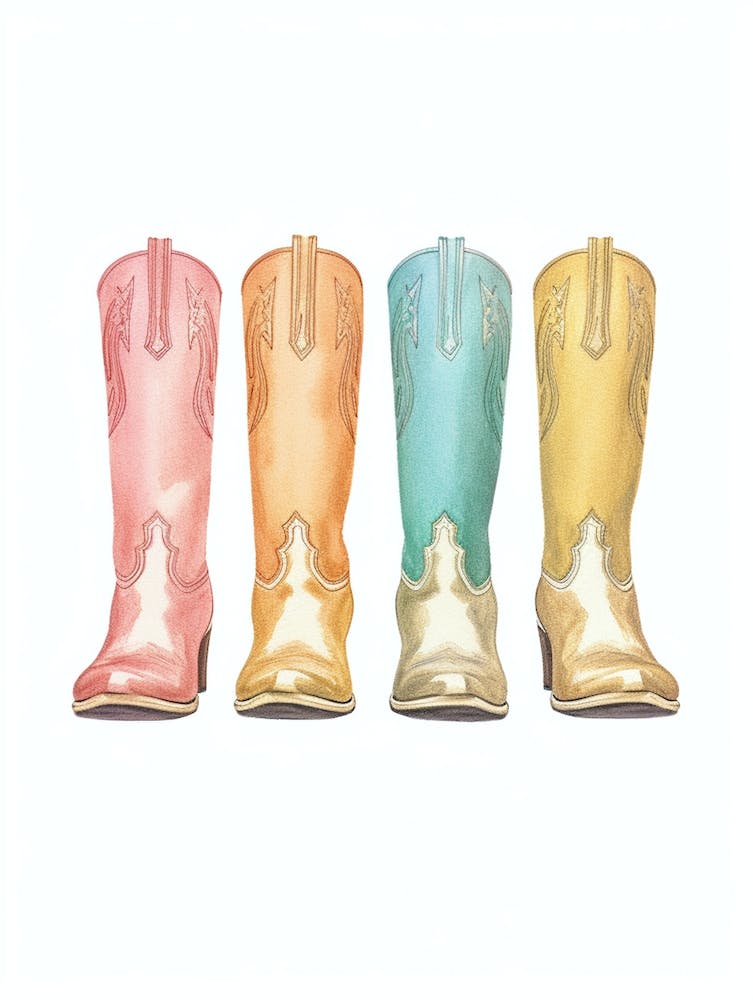 Cowgirl Boots Pastel 1