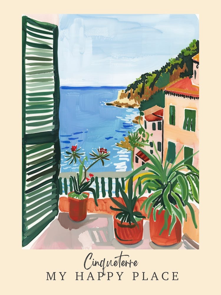 My Happy Place Cinqueterre 4 Travel Poster