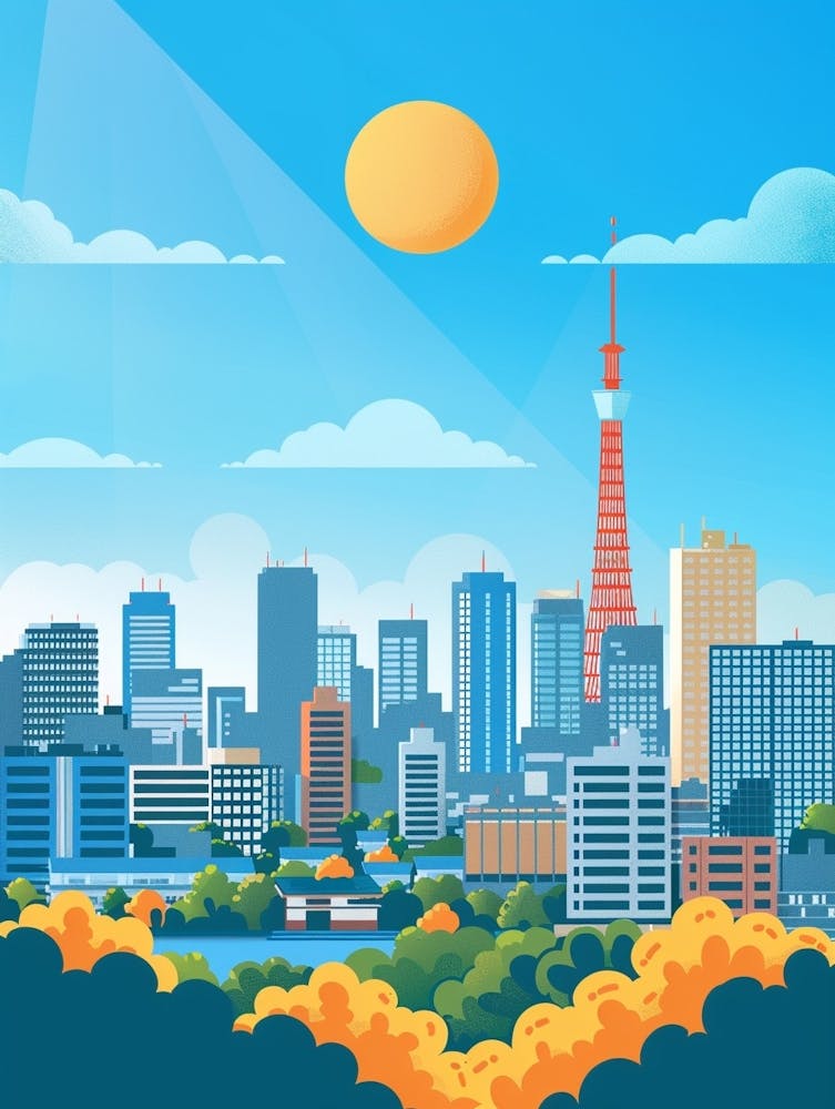 Tokyo Japan 2 Colourful Illustration