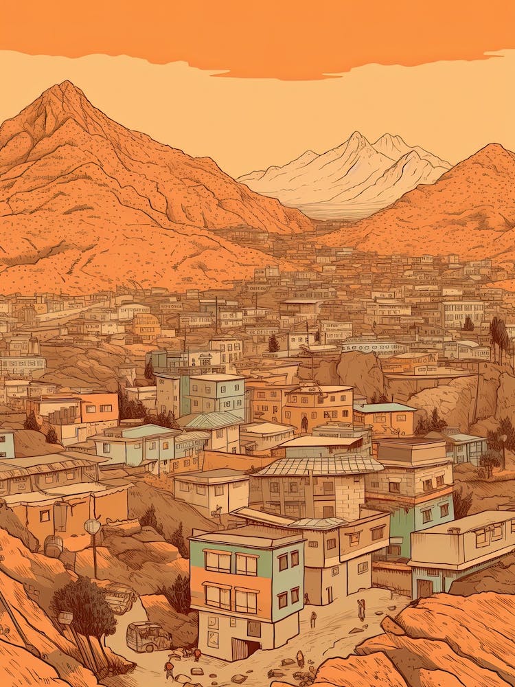 Kabul Afghanistan Travel Illustration 3