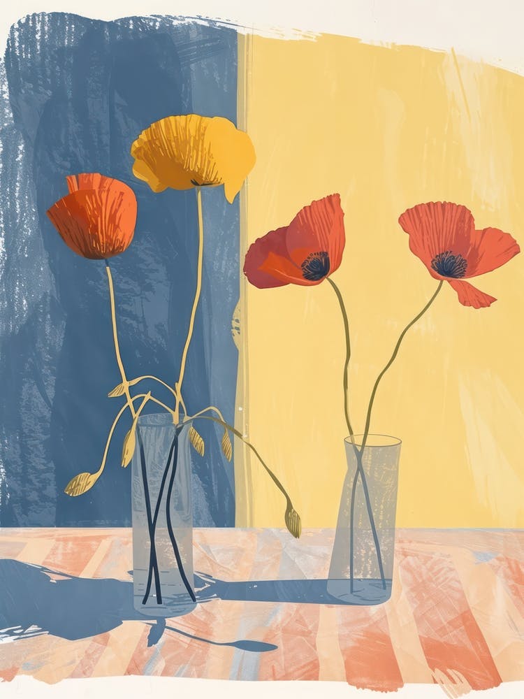 Poppy Flowers On A Table   Contemporary Illustration 3