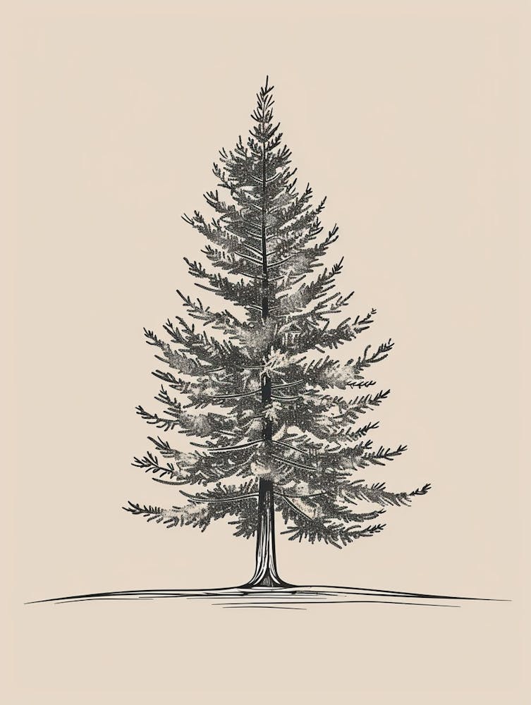 Cedar Tree Minimalistic Drawing 1
